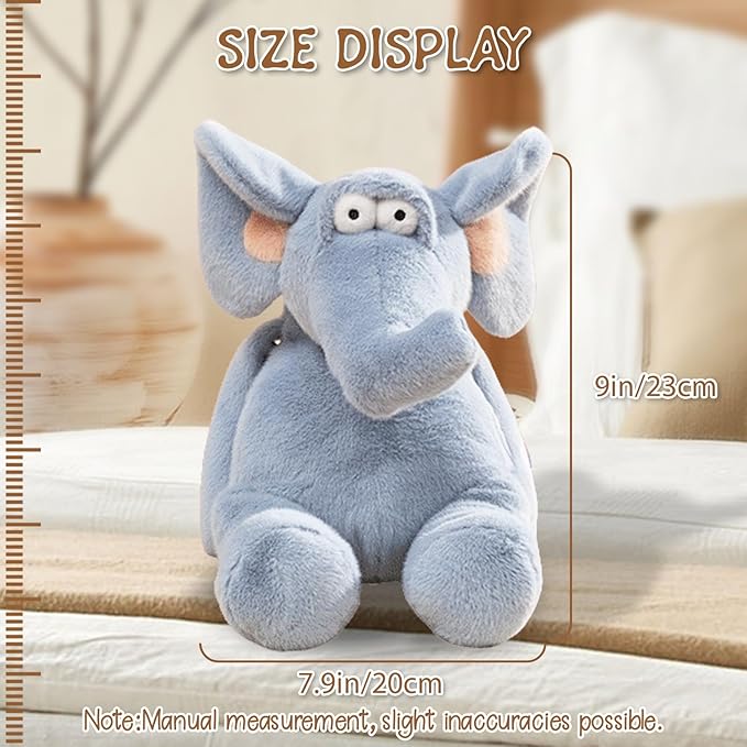 18 Inch Blue Elephant Stuffed Animals, Funny Stuffed Elephant Plush, Soft & Cute Plush Toys Gifts for Kids, Boys, Girls, Children, Birthday, Christmas