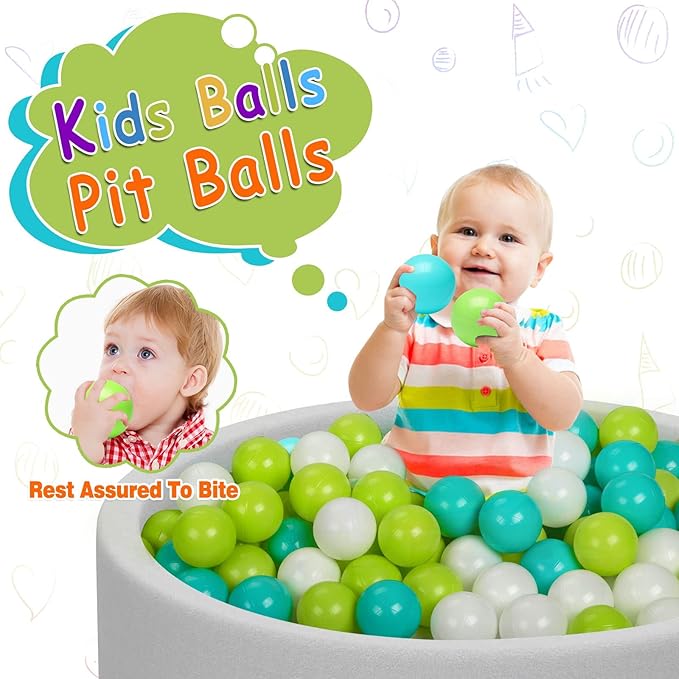 100 Ball Pit Balls for Kids, Plastic Balls for Ball Pit, Play Balls for Toddlers Babies, Ideal for Ball Pit, Kiddies Pool, Indoor Playpen