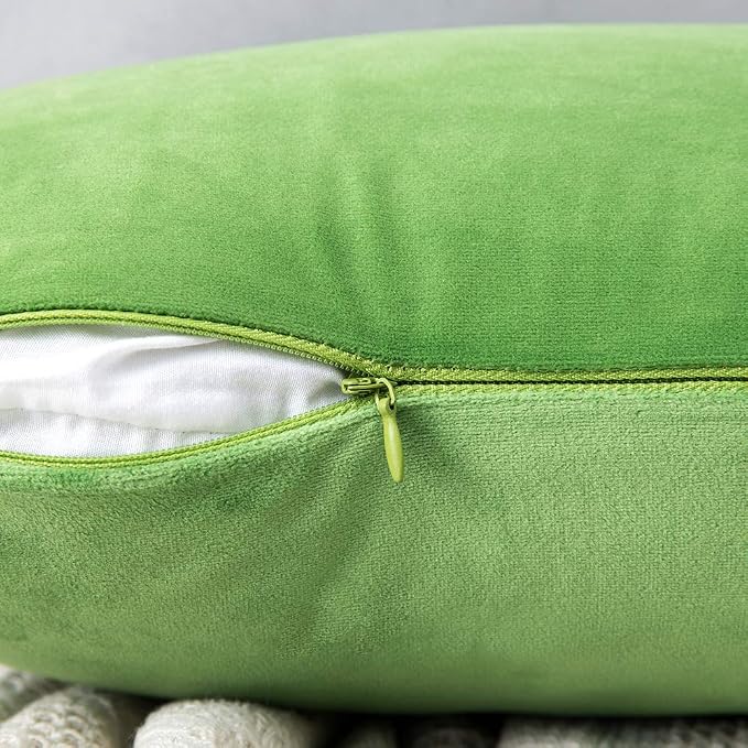 MIULEE Velvet Throw Pillow Covers 18x18 Inch Pack of 2 Lime Green | Soft Solid Decorative Pillow Covers, Modern Luxury Home Decor, for Couch Chair Sofa Bedroom Livingroom
