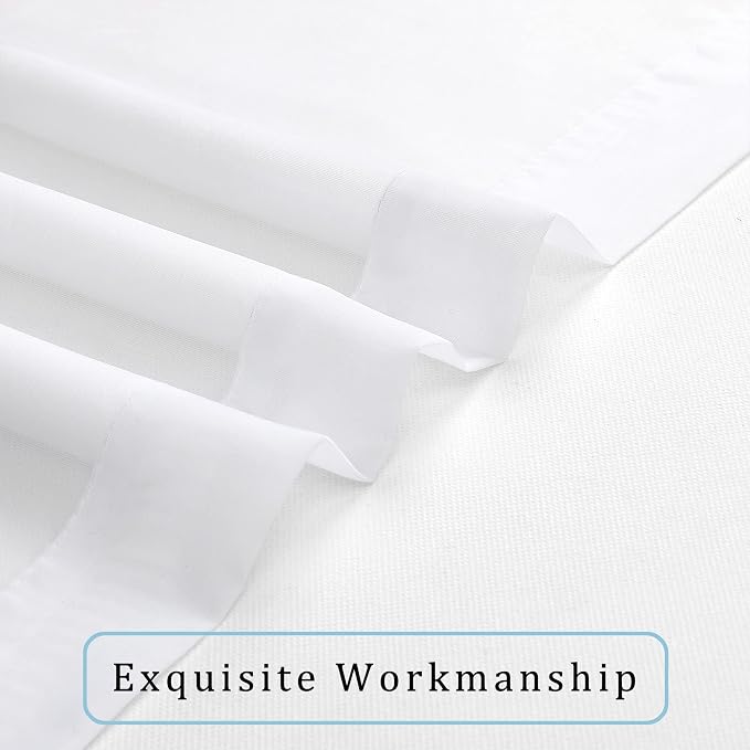 OWENIE Sheer Curtains, White Sheer Curtains 50 Inch Length 2 Panels Set, Rod Pocket Voile Fimly Sheer Drapes for Living Room Bedroom, 2pcs, White, Each 42" W x 50" L