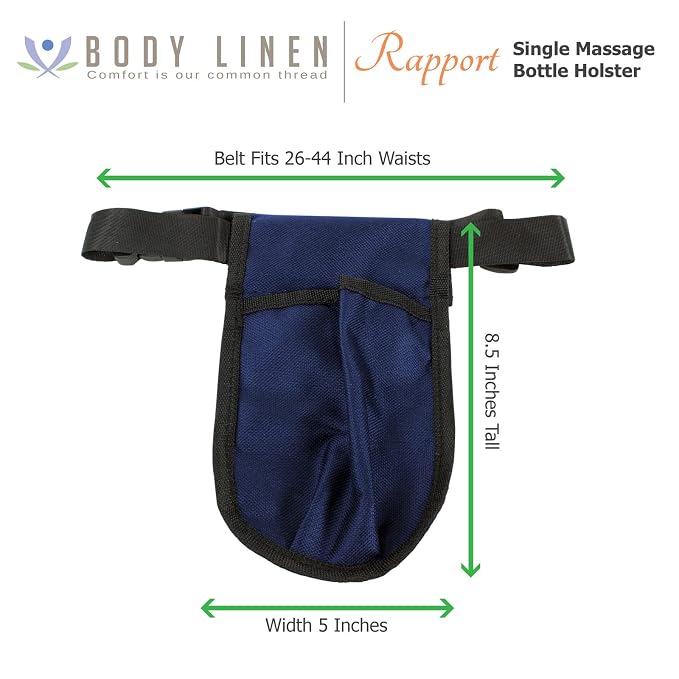 10 Pack Rapport Single Massage Bottle Holster with 8 Ounce White Bottle & Pump for Lotions and Oils. - The Essential Accessory for Massage Therapy Practitioners by Body Linen (Blue)