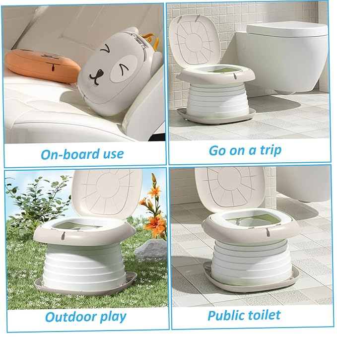 Portable Potty for Toddler, Practical & Foldable Travel Potty with Trash Bag & Storage Bag for Car, Camping, Outdoor, Indoor, Grey
