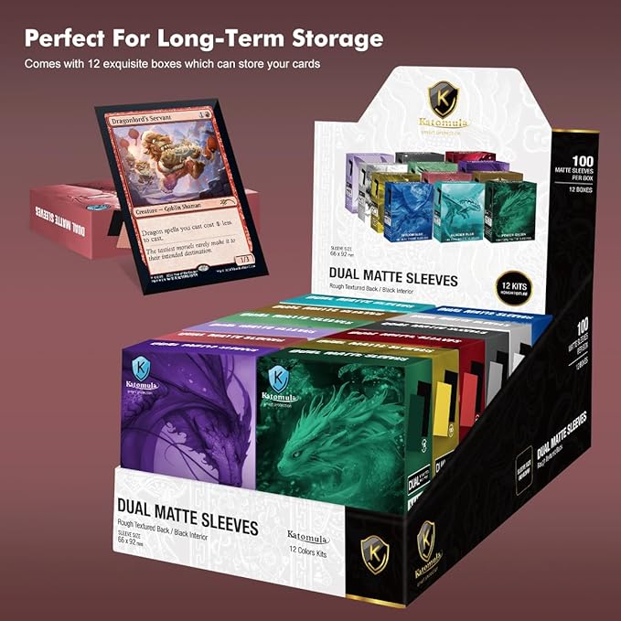 Fury Red Dual Matte Card Sleeves, Katomula Card Sleeves for MTG, Standard Card Sleeve for MTG, PKM, Flesh & Blood