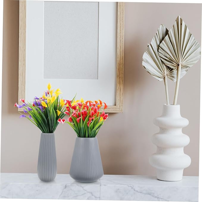 ABOOFAN 2PCS Mediterranean Ceramic Flower Vase Stylish Desktop Planter for Indoor Outdoor Decoration Matte Finish Vases for Wedding and Home Decor