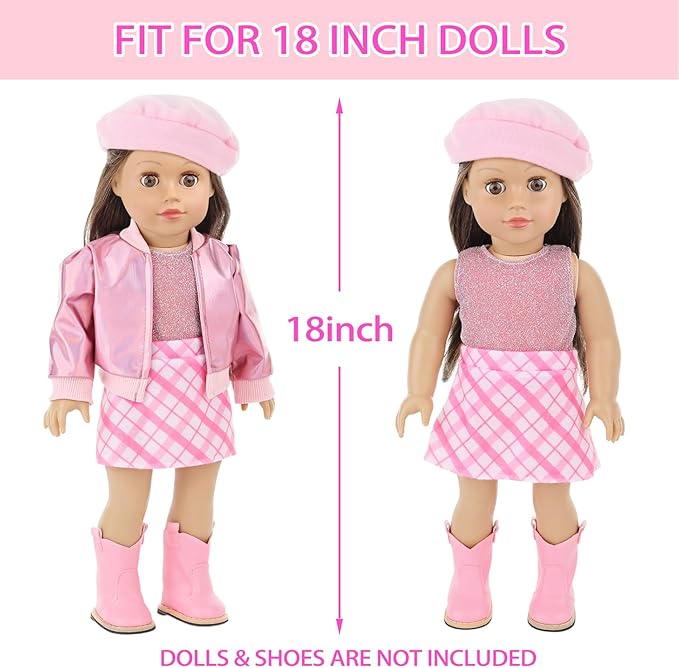 Ecore Fun 17 Pcs American 18 Inch Doll Accessories Cosmetic Set with Backpack & Outfits | Pretend Play Makeup Kit for 18" Dolls | Includes Lipstick, Eyeshadow, Brushes, Accessories & Stylish Clothes
