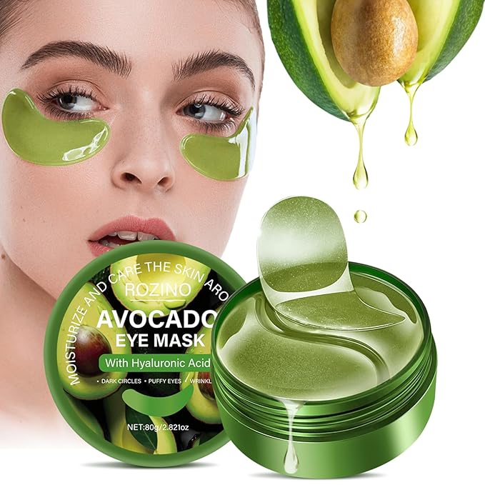 Avocado Under Eye Patches(30 Pairs),Under Eye Mask for Dark Circles, Puffy Eyes,EyeBags and Fine Lines,Made with Aloe Vera, Hyaluronic Acid (Avocado)