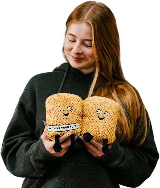 Tater Tot Plushie - Show Me Your Tots! Sassy Tater Tot Potato Plush, Perfect Potato Themed Gift, Food Plush Toy for Gifting