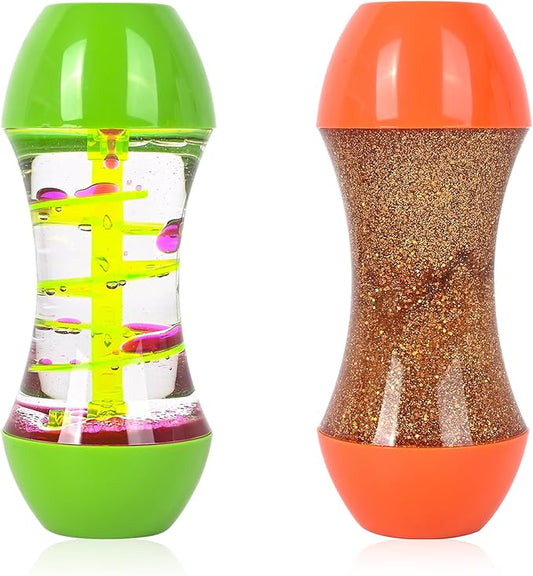 FKYTION Liquid Motion Bubbler 2-Pack, Colorful Sensory Toys, Classroom Learning & Time Management Supplies Home or School Desktop Toys (Style 2-2 Pieces)
