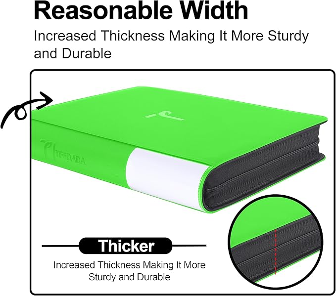 Top Loader Binder for Cards, 9 Pocket, Holds Up to 360 Toploaders with Ringless 20 Double-Sided Sleeves, Side Loading Top Loader Card Binder with Zipper for Trading Sports Cards in 3" x 4" Toploader