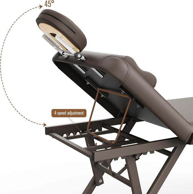 Olela Heavy Duty Stationary Massage Table - Adjustable Massage Table with Adjustable Height & Backrest, Spa Tables with PU Leather, C-Shaped Pillow and Sturdy Metal Frame Support Up to 1000LBS