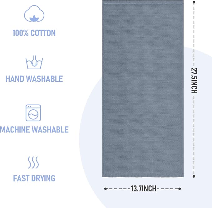 4Pack Cotton Gym Towels (13.7" x 27.5"), Yoga Sports Towel with Cool Waffle Pattern, Soft Breathable Absorbent for Neck, Face, Gym, Running, Workout, Kitchen