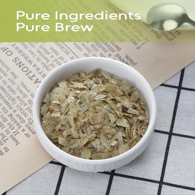 FullChea - Hops Herb, 4oz/114g - Natural Cut & Sifted Humulus Lupulus L. | Pure hops flowers, Non-GMO & caffeine-free, earthy subtly bitter notes, mild gut soothing for relaxing herbal infusions