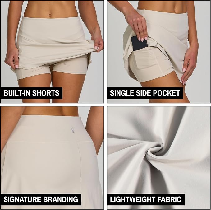 Spyder Skorts for Women - Built-in Shorts, Skirt for Golf Tennis Pickleball | Stretch fabric; true to size; inner shorts liner; lightweight; breathable; ideal for gym, running, yoga, hiking, work outs