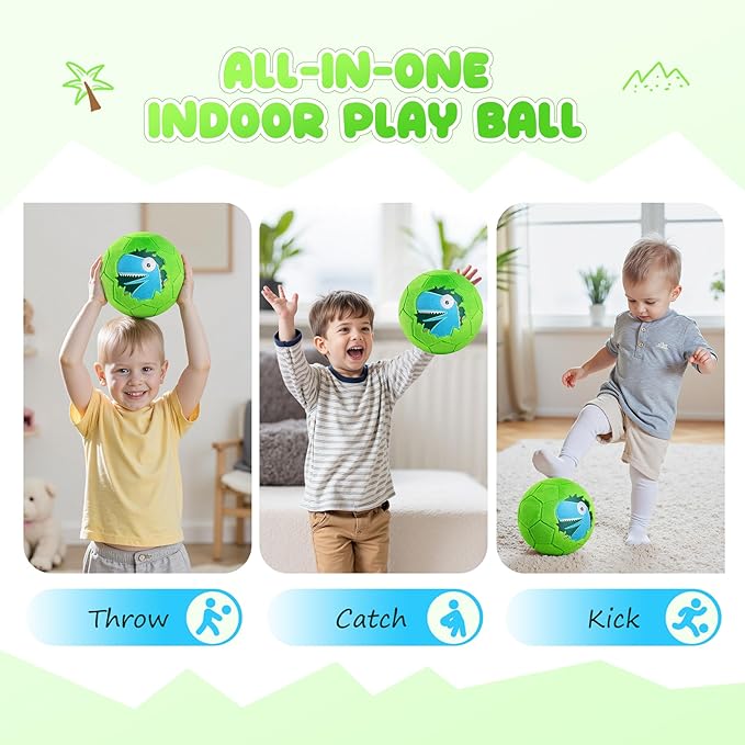 PlayZap Toddler Soccer Ball with Plush Cover, BPA Free - Size 3 Soccer Ball Soft Touch with Pump for Babies, Toddlers & Kids Ages 1-3 3-5 5-8 - Indoor Outdoor Toys Gift for Boys Girls' Birthday