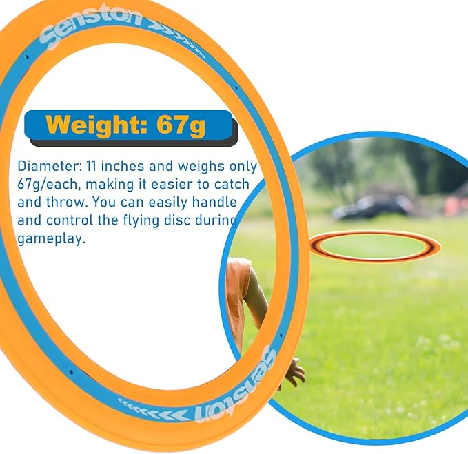 Senston Flying Discs Easily Catch and Throw Sports Disc 11 Inch Soft Flying Discss for All Players Colorful Flying Discs 3 Pcs for Pool Backyard Family Fun (Orange)