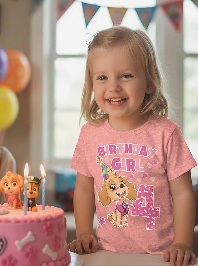 Skye Paw Patrol 4th Birthday Girl Shirt for 4 Year Old Girls - Pup-Themed Party Toddler T-Shirt