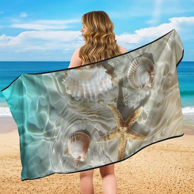 INSTANTARTS Beach Starfish Car Seat Towel Covers Yoga Towel Car Seat Cover Swimming SUV/Truck Seat