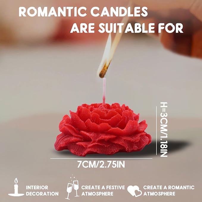 Low Temperature Candles Glitter Red Peony Flower Home Scented Candle Kit Pure Natural Soybean Oil Candle Aromatherapy Romantic Wax Play Candle for Lovers Couples