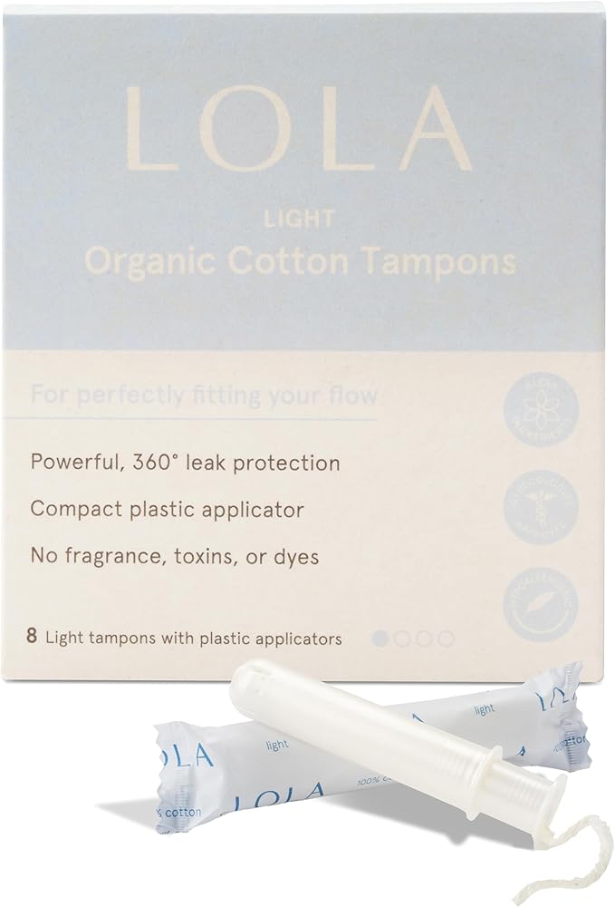 LOLA Organic Cotton Tampons,16ct (8 Regular & 8 Light), Period Feminine Hygiene Products, HSA FSA Approved Products Feminine Care