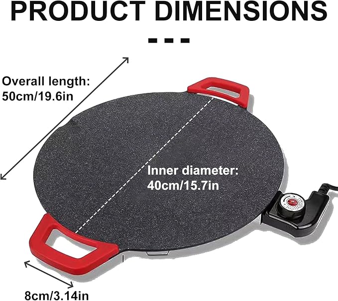 Non-Stick Electric Indoor Grill Pan - 1300w Portable Electric Korean Bbq Grill, Multifunctional Nonstick Smokeless Round Griddlewith Temperature Control,Include Oil Brush,Food Tongs