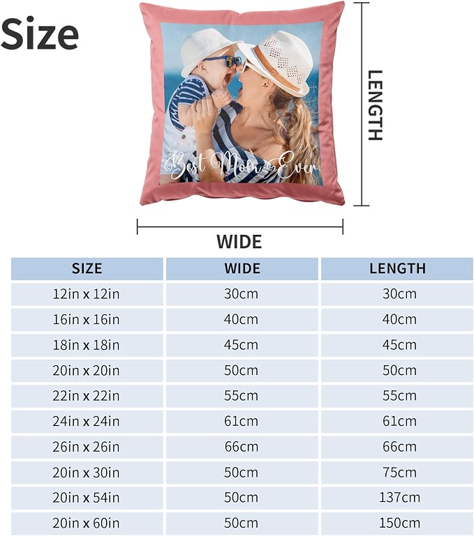 Easycosy Velvet Custom Pillow 22"x22" Two-Sided Customized Photo Pillowcase, Personalized Pillow Cover with Photo, Custom Love Keepsake Gifts (Optional Pillow Insert)