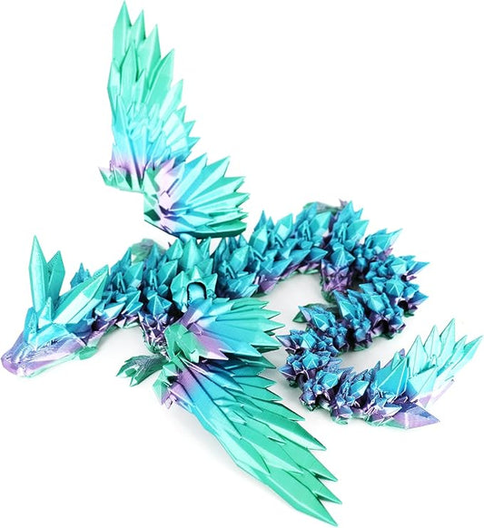 ACOCOFE 3D Printed Dragon with Wings, 18 inch Flying Articulated Winged Dragon, Mystery Crystal Dragons,Home Office Decor Gift(RainbowC)