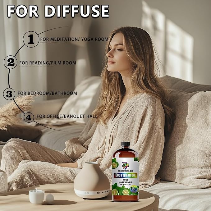 Bergamot Essential Oil, Bergamot Oils, for Diffuser, Humidifier, DIY Candles, Soap, Home, Office, Yoga, Massage, Gift, Essential Oil, GV77ZF Bergamot Fragrance Oil - 16 fl oz (480 ml)
