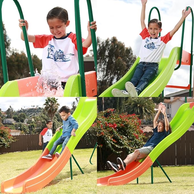 PLATPORTS Playground Slide - Big Backyard Freestanding Plastic Slide - 10 ft Outdoor Swing Set Slide for Kids Ages 4-8