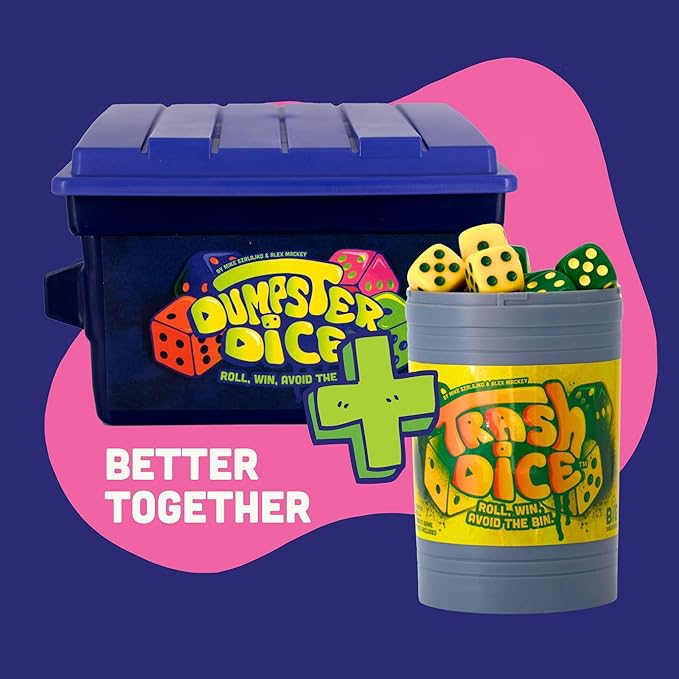 Big Discoveries Dumpster Dice - Fast-Paced Family Dice Game | Fun 4-Player Board and Dice Game with Dumpster, 80 Dice, and Graffiti Stickers | Perfect for Travel, Parties, and Game Night