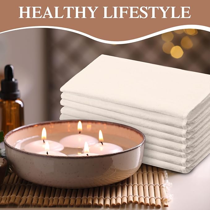 Tingjoo 40 Pcs Organic Cotton Flannel for Castor Oil Pack Wrap Unbleached Reusable Castor Oil Wrap Soothing Heat Compress Soft and Highly Absorbent for Abdomen Liver Joints and Other Areas (White)