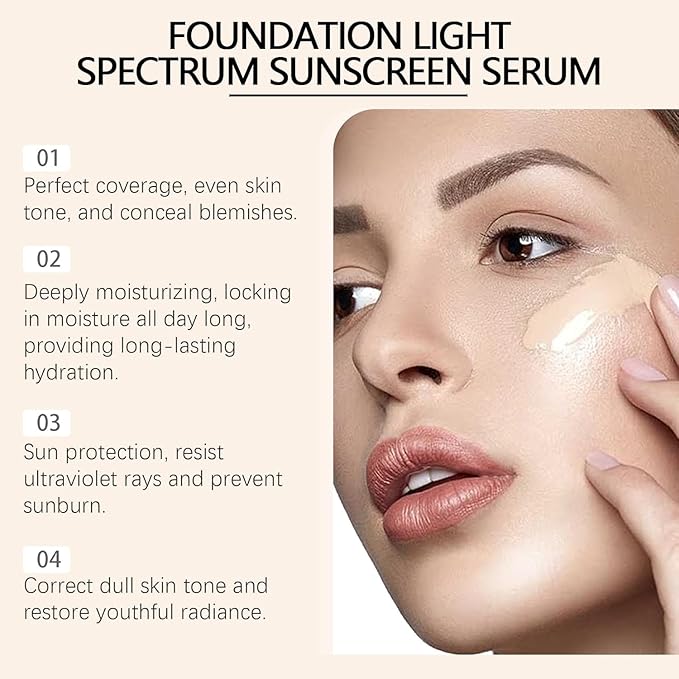 Foundation 4 In 1 Liquid Foundation, Long Lasting Waterproof, Spf 50+,& Longwearing & Waterproof, Hydrating Color Changing Foundation Light Spectrum for Gym, Sport (2pc)