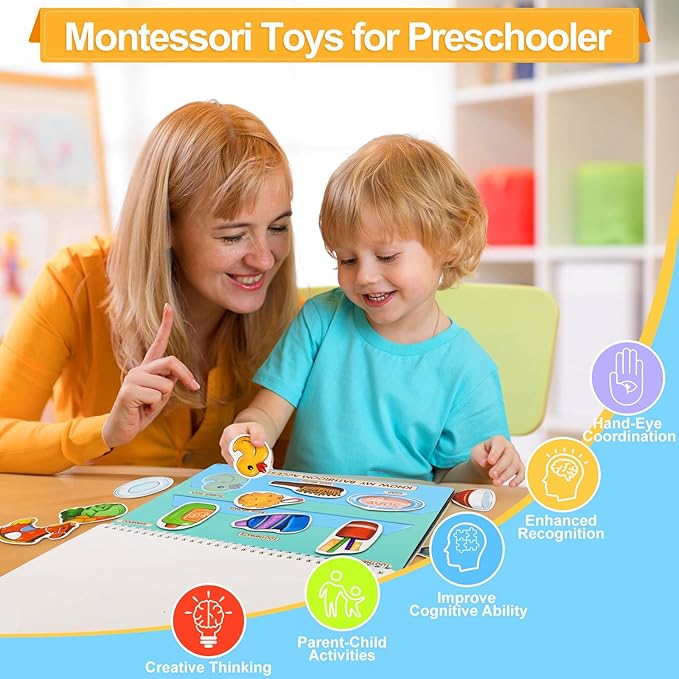 Reusable Sticker Books for Toddlers 2-4 Years Pre-Assembled, Home Scenes Educational Toys, Montessori Inspired, Easy Travel, Reusable Sticker, Toy for 2-3 Year Old Girls Boys