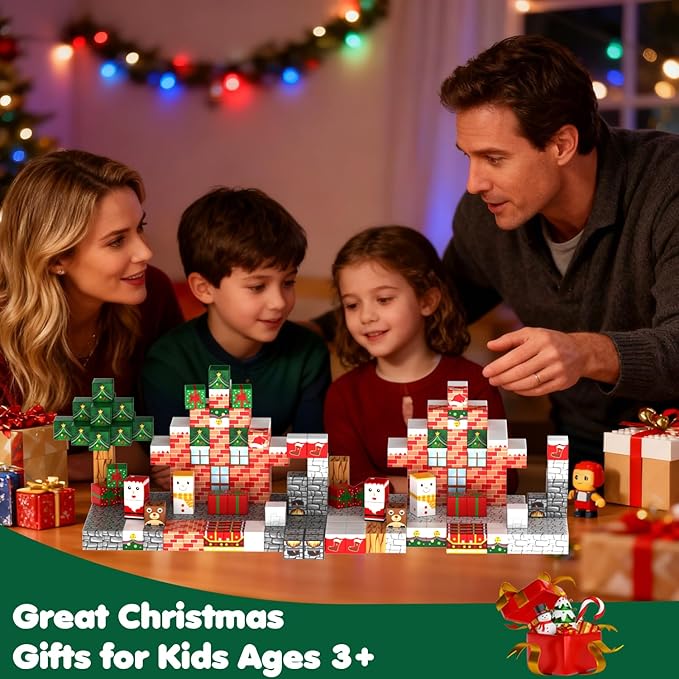Christmas Magnetic Building Blocks Set-154 PCS Magnet Cubes Mine magnet World Toys STEM Sensory Xmas Advent Calendar Construction Birthday Gifts for Kids Boys Girls Toddlers Ages 3+,3-5,4-7,4-8
