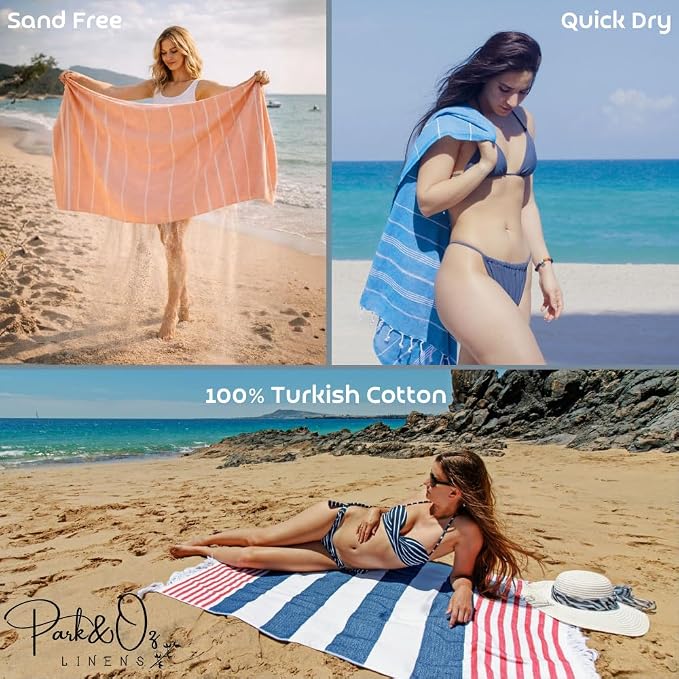 PARK&OZ Turkish Beach Towel – Oversized 100% Cotton Quick-Dry & Sand-Free Blanket 72"x40" – Ultra-Absorbent, Lightweight & Compact Pool Towel for Beach, Travel, Spa, Gym, Camping & Home (Fuschia)