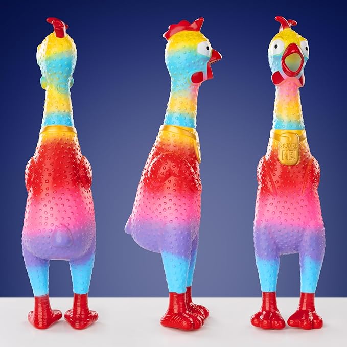 Animolds Squeeze Me Rubber Chicken Toy | Screaming Squeaky Chicken for Kids & Dogs | Novelty Prank Gag Gift (Single)