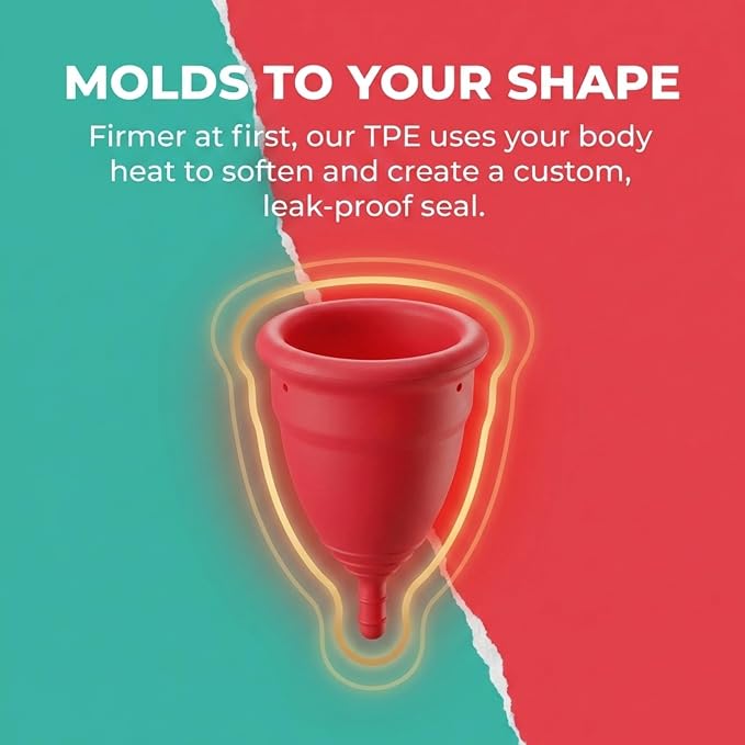 Tampon Tribe Organic Menstrual Cup for Women | Vegan Period Cup | 100% Free of Silicone, Toxins, & Chemicals - Crafted from Medical-Grade TPE | Patented Leak-Free Technology (25mL Capacity)