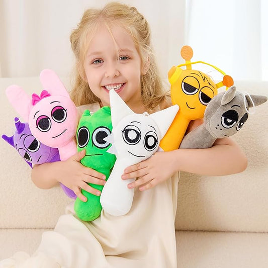 XYG® Sprunky Plush, Sprunky Game Plush Toys, 6PCS Plush Toys, Horror Games Plushies Toy for Fans, Soft Stuffed Animal Pillow Figure Doll Birthday Kids Adult (6 PCs 9" Plush Sprunky)