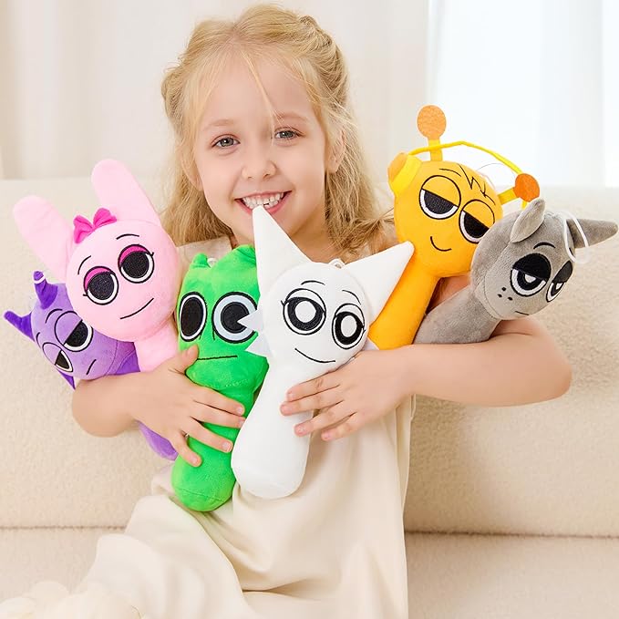 XYG® Sprunky Plush, Sprunky Game Plush Toys, Horror Games Plushies Toy for Fans,6PCS Plush Toys, Soft Stuffed Animal Pillow Figure Doll Birthday Adult Kids (6 PCs 9" Cute Plush)