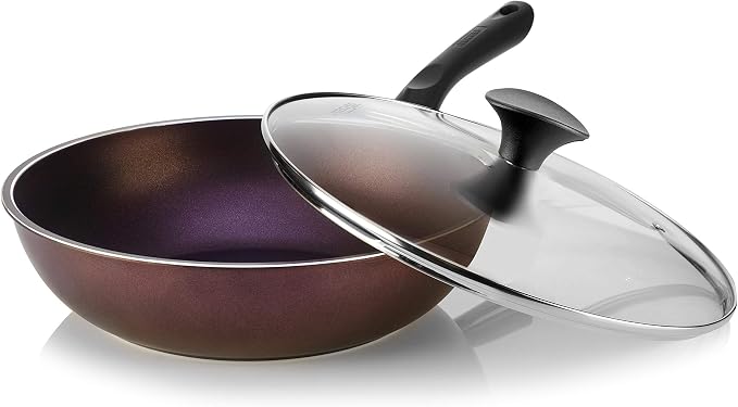 TECHEF - Art Pan 12" Wok/Stir-Fry Pan, Coated 5 times with Teflon Select Non-Stick Coating (PFOA Free) - Made in Korea (with Lid)