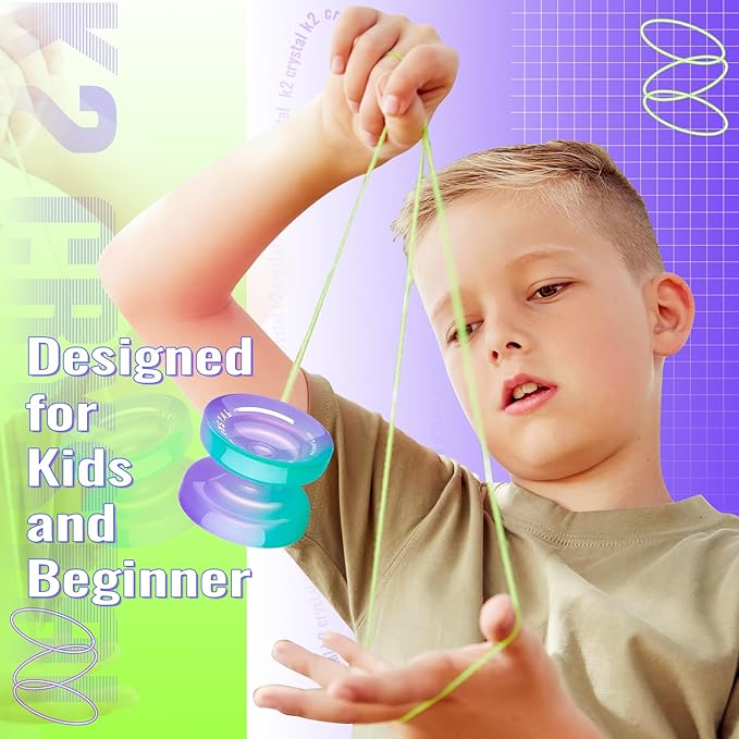 MAGICYOYO K2 Crystal Yoyo for Kids 8-12, Responsive Yoyo for Beginner, Plastic Yo Yo Professional Unresponsive Yo yo for Adults with Unresponsive Yo-yo Bearing, 12 Yoyo Strings, Case Bag, Removal Tool
