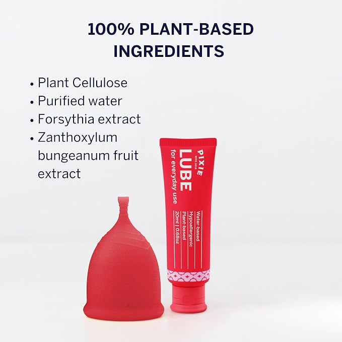 Pixie Menstrual Cup Lube for Feminine Care - Make it Easy to Insert Your Period Cups - All Natural Water Based Lubricant - Very Useful for Menstrual Disc Users - TSA Approved (20 ML)