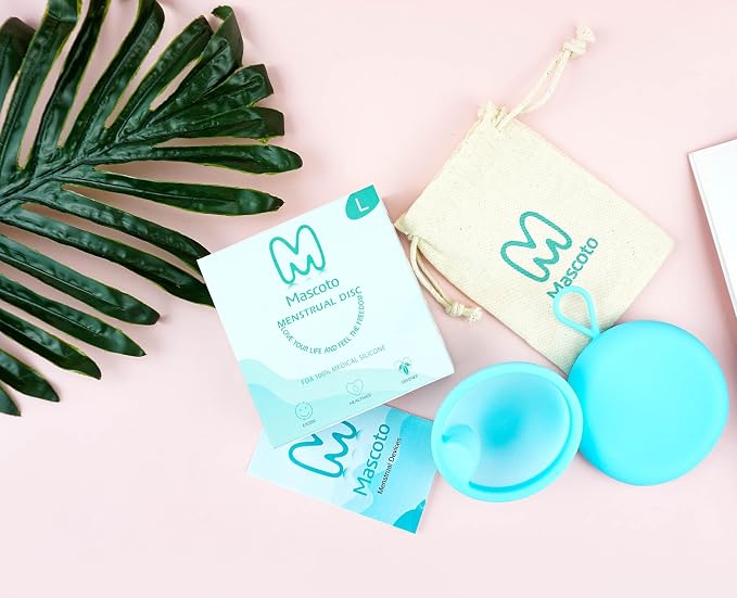 Reusable Menstrual Disc Set (2 Pack) – Soft Medical-Grade Silicone, Leak-Resistant Design, Easy Removal Loop, 12-Hour Wear, Comfortable & Reusable Period Protection with Storage Pouch (Small)