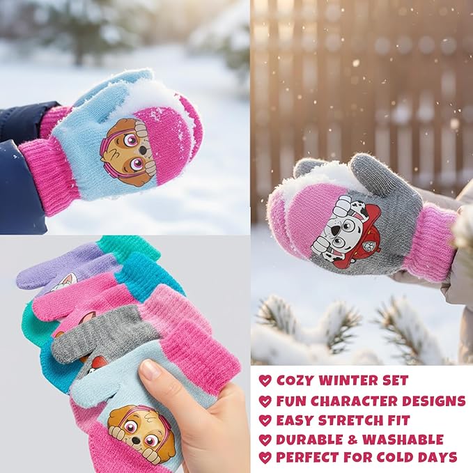 Nickelodeon Girls' Paw Patrol Ski Gloves - Marshall, Chase, Rubble Ski Gloves or Mittens (2-7)