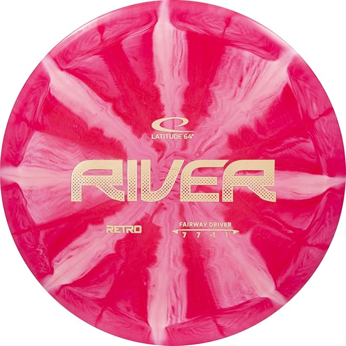 Latitude 64 Retro Burst River | Disc Golf Fairway Driver | Easy-to-Throw Disc Golf Driver for Beginners | Straight Flying | 170g+ Frisbee Disc | Unique Burst Patterns | Red