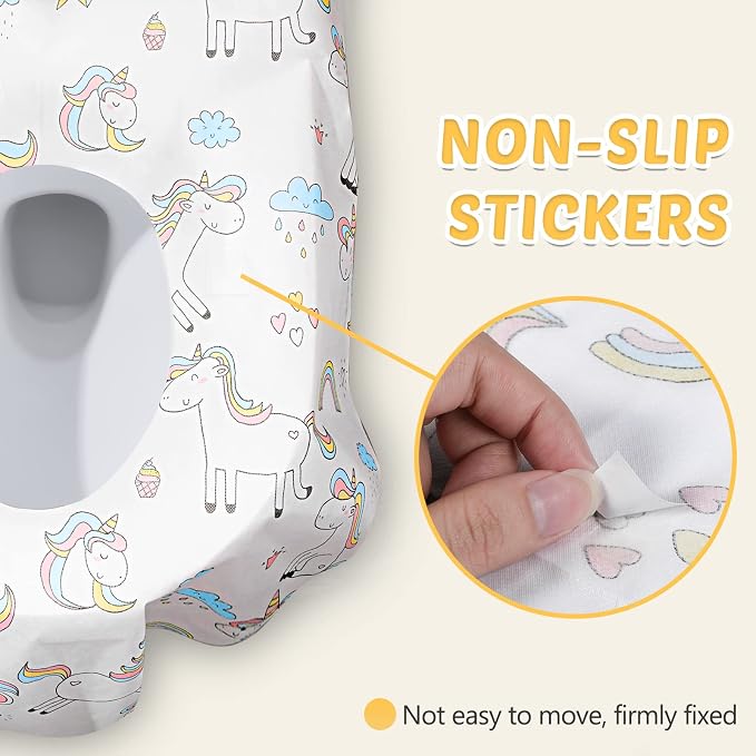 Mimorou 40 Pack Disposable Toilet Seat Covers for Kid Toddler Adults Extra Large Individually Wrapped Portable Paper Potty Seat Cover Potty Training Liners for Travel(Unicorn Style)