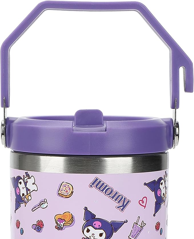 Bioworld Kuromi Purple All-Over Print 40 Oz Stainless Steel Tumbler With Handle