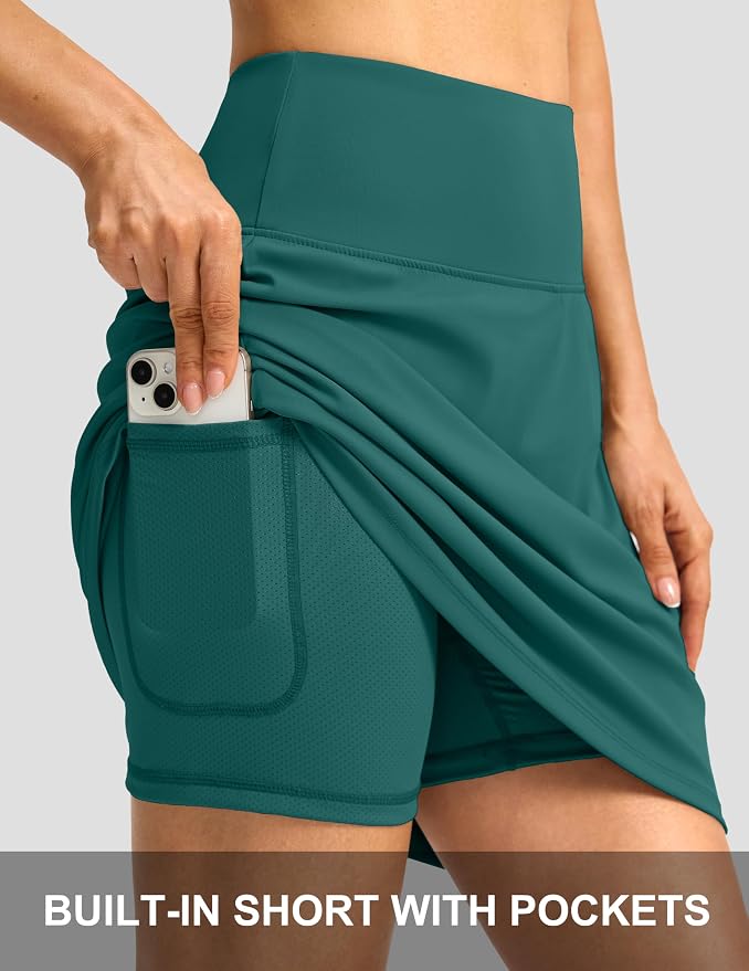 G Gradual 19" Skorts for Woman with Pockets High Waist Golf Skirt | Lightweight, Stretchy, Breathable, Tummy Control, Built-in Shorts, Athletic, Tennis, Pickleball, Casual Summer
