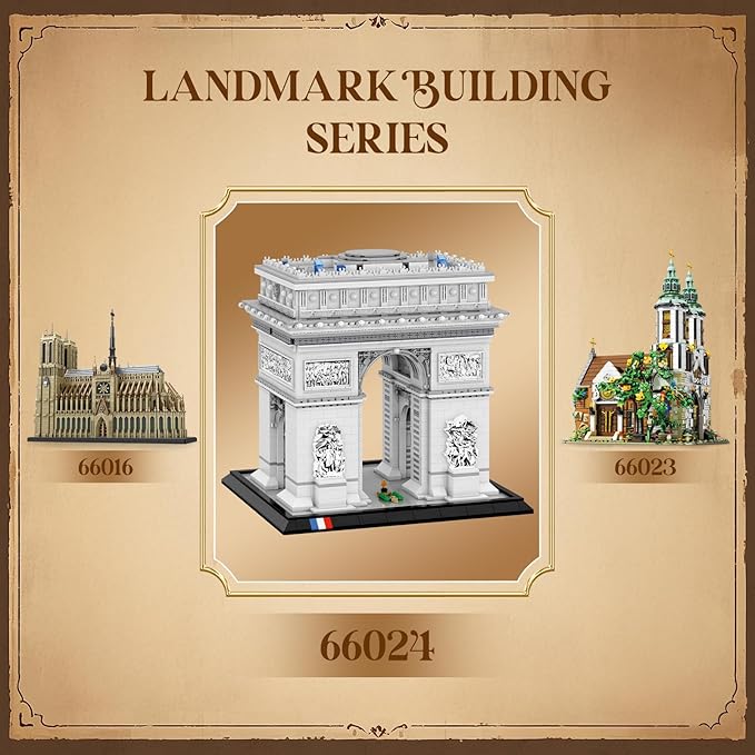 Architecture Arc de Triomphe Building Set, Paris City Landmark Building Model Kit 66024, Famous Historical Building Collection & Display, Gift for 14+ Adults, Travel and Art Lovers (3395 PCS)