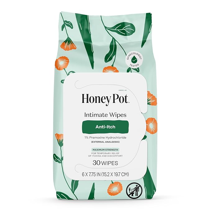 The Honey Pot Company - Feminine Anti-Itch Soothing Wipes & Anti-Itch Spray Bundle - At Home or On the Go Medicated Wipes & Spray to Relieve Itching & Discomfort - Maximum Strength - Feminine Care