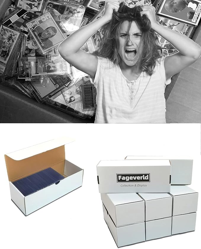 Fageverld Top loader Storage Box, Cardboard Toploader Card Box, Holds 1200 Sports & Trading Card, Fits Baseball Football Cards, 8 Count